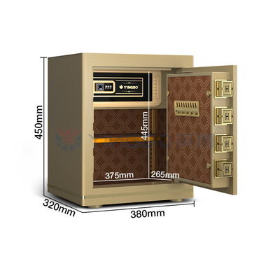 H450mm Gold دفتر قفل جعبه اثر انگشت قفل + رمز عبور + کلید