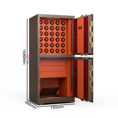 جعبه قفل جواهرات با دو محفظه قفل اثر انگشت H1680mm جعبه ساعت امن