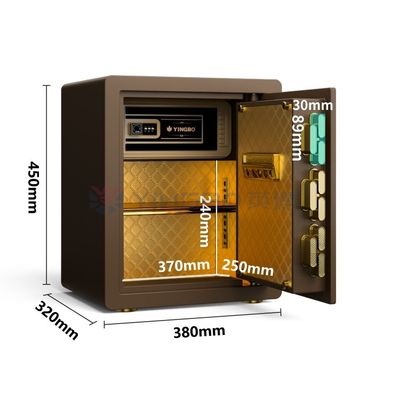 H450MM جعبه ی امن با قفل اثر انگشت برای امنیت خانه ((قهوه))