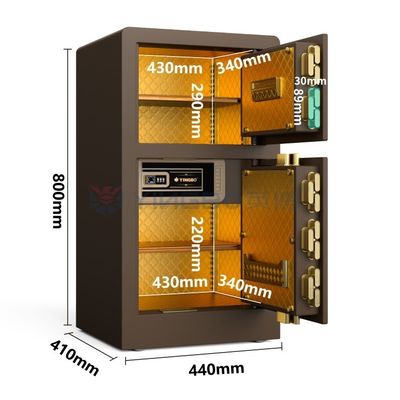 جعبه گاوصندوق با درب دوگانه با اثر انگشت H31.5in YB/RS-80D قهوه