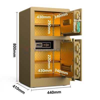 جعبه ی امن با قفل اثر انگشت نیمه هادی برای امنیت خانه YB/RS-80D طلا جعبه ی امن با قفل بیومتریک