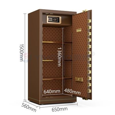 قفل اثر انگشت بیومتریک صندوق امن دفتر H1500mm YB/N7-150 قفل اثر انگشت قهوه