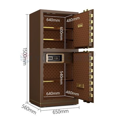 120 کیلوگرم پیچ های ثبت شده آژیر دوگانه بایومتریک صندوق امن قفل اثر انگشت YB/N7-150D قهوه