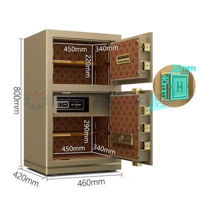 جعبه امن الکترونیک لوکس دو درب 46 کیلوگرم برای امنیت دفتر YB/N7-80D