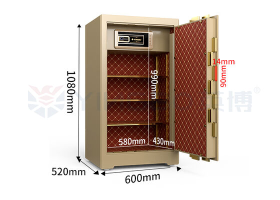 H1080mm جعبه امن تجاری فولاد جامد درجه بانک