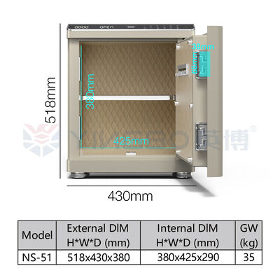 صندوق گاوصندوق هوشمند بیومتریک فولاد جامد دو آلارم پورت USB نورپردازی LED